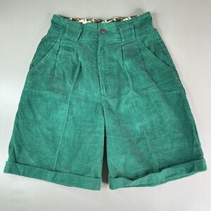 Vintage Y2K Ultra High Rise Corduroy Shorts Womens Green 90s Hunters Run Size 10